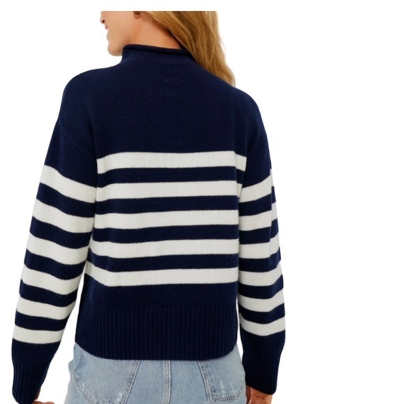 Truth by Republic Long Sleeve Mock Neck Navy White Stripes Sweater NWT Size L - Picture 2 of 6